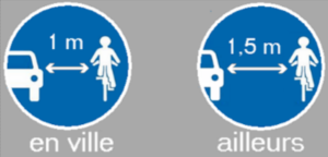panneau de dépassement vélo par les voitures